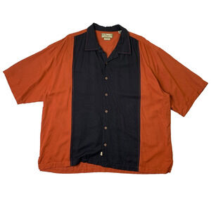 Vintage Pussers Shirt Mens XL Sienna Black Island Reserve Silk Colorblock Retro